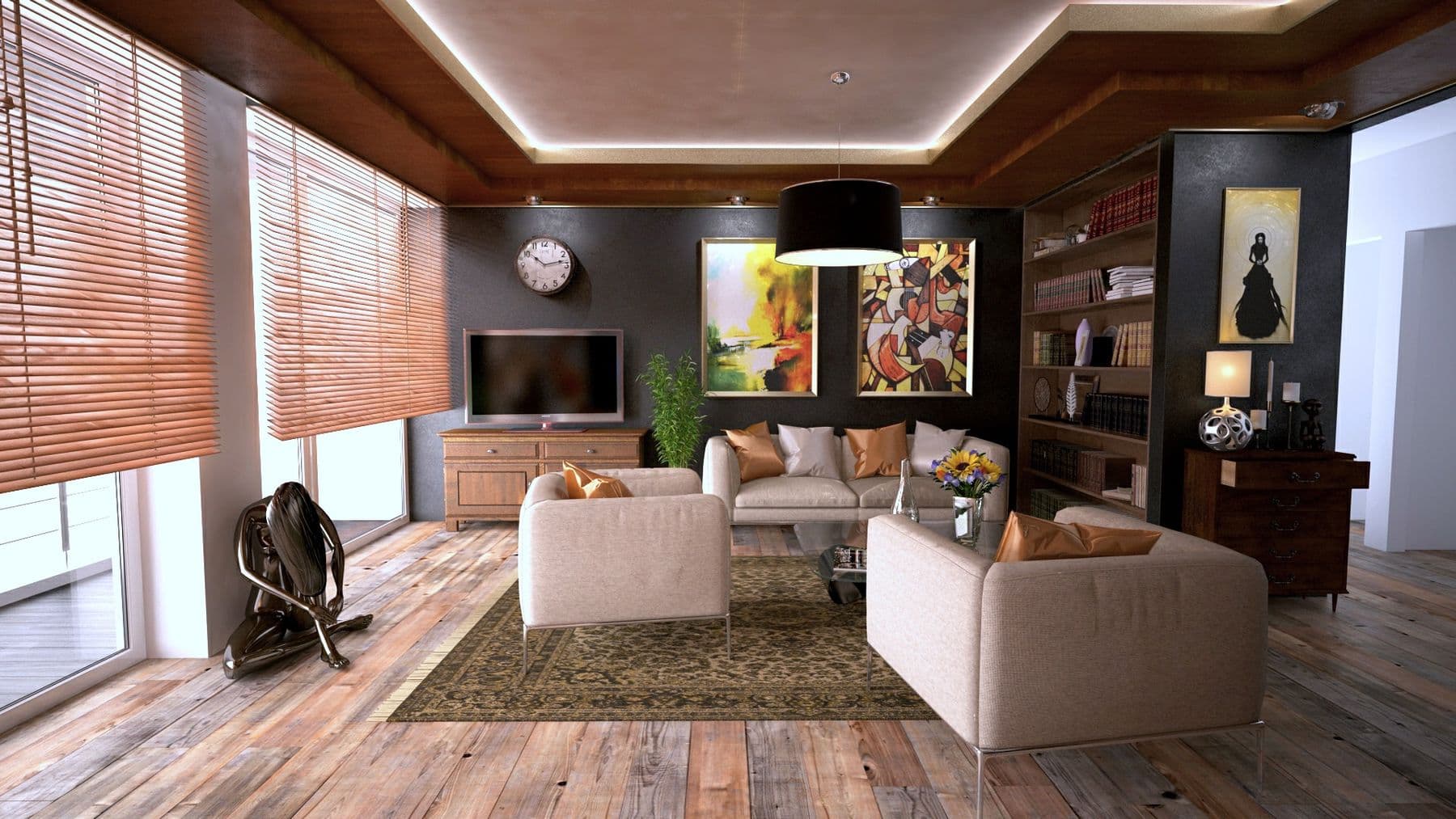 A carefully arranged home interior with balanced natural light